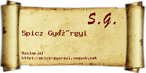Spicz Györgyi névjegykártya